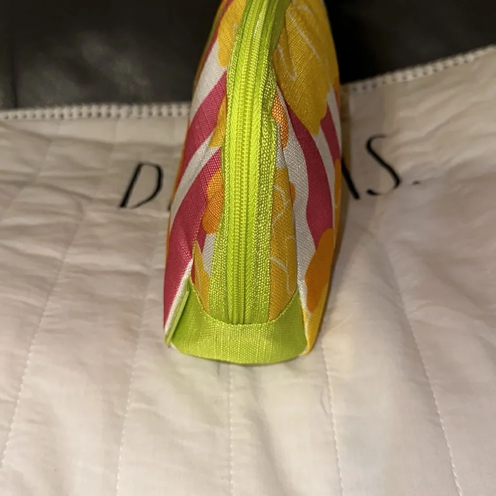 CLINIQUE Mid Sized Green Pink White Orange Purple Floral Make-Up Toiletry Bag